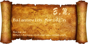 Balassovich Marián névjegykártya